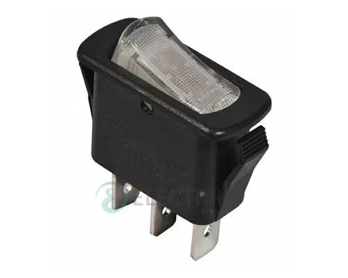 Перемикач KCD3-101N-12 WH/B чорний з білою клавішею з підсвічуванням, АСКО-УКРЕМ