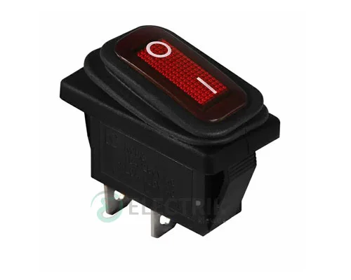 Перемикач KCD3-101W R/B чорний з червоною клавішею IP54, АСКО-УКРЕМ