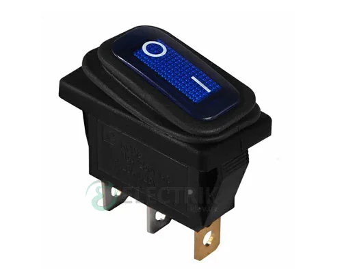Перемикач KCD3-101WN BL/B чорний з синьою клавішею з підсвічуванням IP54, АСКО-УКРЕМ