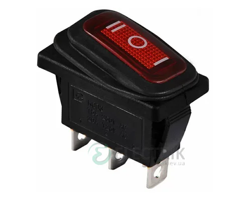 Переключатель KCD3-103W R/B на 3 положення чорний з червоною клавішею IP54, АСКО-УКРЕМ