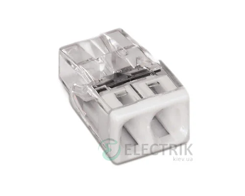 Клемма COMPACT PUSH WIRE 2-проводная 0,5-2,5 мм² прозрачная/белая без пасты, WAGO (Германия)