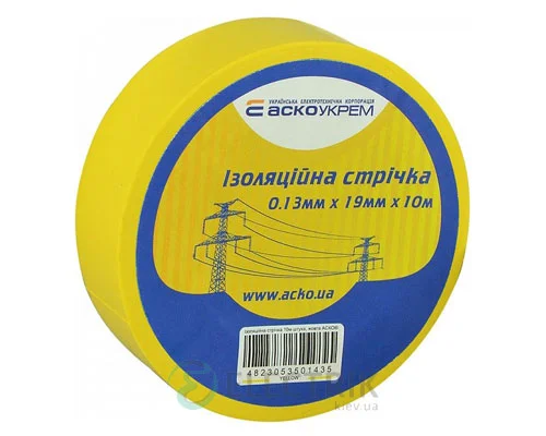 Ізоляційна стрічка АСКО-УКРЕМ ПВХ 0,13мм*19мм/10м жовта A0150020033