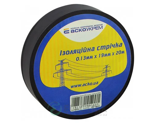 ізолента АСКО-УКРЕМ ПВХ 0,13мм*19мм/20м чорна A0150020043