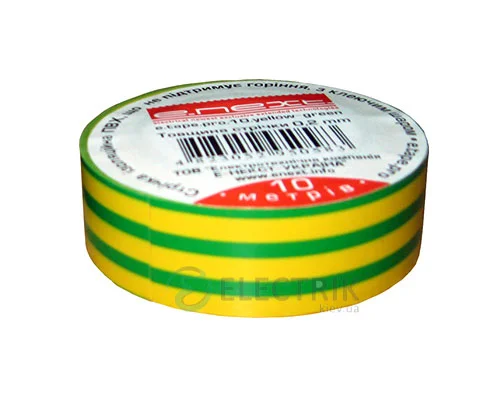 ізолента 0,2×19 мм жовто-зелена (10 м) e.tape.pro.10.yellow-green, E.NEXT