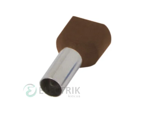 Ізольований втулковий наконечник на 2 провода 2×10 мм² коричневий (упаковка 100 шт.) e.terminal.stand.te.2.10.brown, E.NEXT