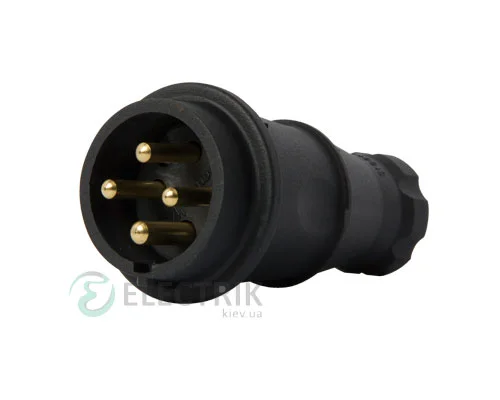 Переносна каучукова пряма вилка e.plug.rubber.060.16 3P+PE 16А 400В IP44, E.NEXT (Mutlusan)