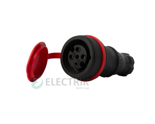 Переносна розетка з захисною кришкою каучукова e.socket.rubber.061.16 3P+PE 16А 400В IP44, E.NEXT (Mutlusan)
