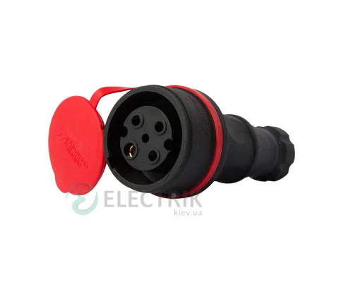 Переносна розетка з захисною кришкою каучукова e.socket.rubber.071.32 3P+PE 32А 400В IP44, E.NEXT (Mutlusan)