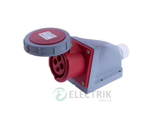Силова стаціонарна розетка e.socket.114.16.67 3P+PE 16А 400В IP67, E.NEXT