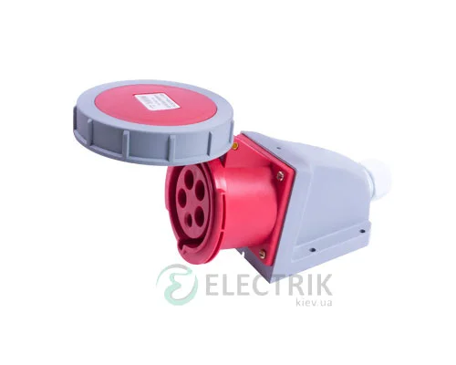 Силова стаціонарна розетка e.socket.125.32.67 3P+N+PE 32А 400В IP67, E.NEXT