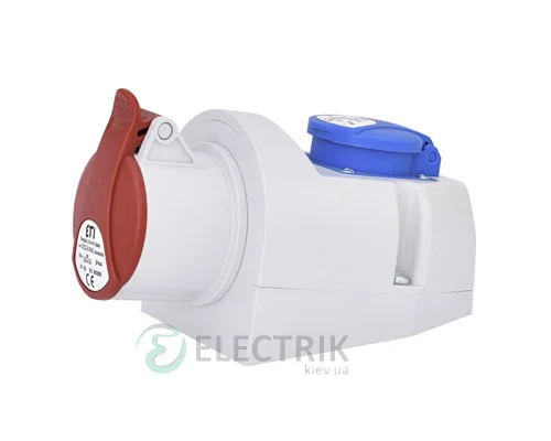 Комбінована розетка EZCZ-S-1653 IP44 (16A, 400V/230V, 3P+N+PE / +EE 16S Schuko), ETI (Словенія)