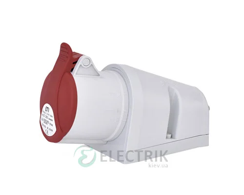 Розетка настінна EZ-3253 IP44 (32A, 400V, 3P+N+PE), ETI (Словенія)