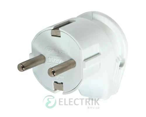 Побутова кутова вилка з заземленням 16А біла e.plug.angle.007.16, E.NEXT