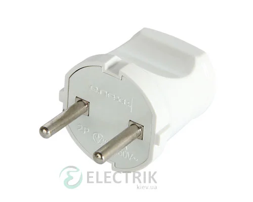 Побутова беззаземлена вилка 10А біла e.plug.001.10, E.NEXT