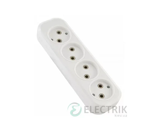 Колодка бытовая КП-04 4 места 2P (без заземления) 10А/250В, АсКо