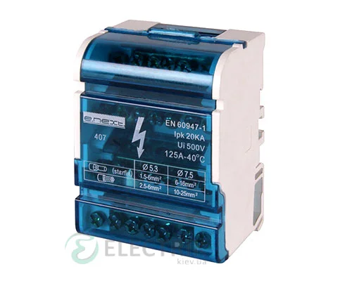Шина нулевая e.cbs.pro.2.7 в корпусе на DIN-рейку 2x7 групп, E.NEXT