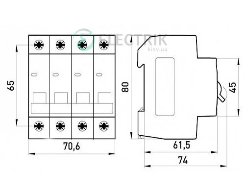 Автоматичний вимикач e.mcb.stand.45.4.C16, 4P 16 А характеристика C, E.NEXT