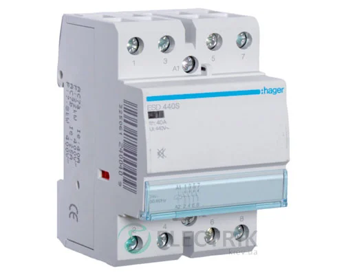 Модульний безшумний контактор ESD440S 40А 24В AC 4НО, Hager
