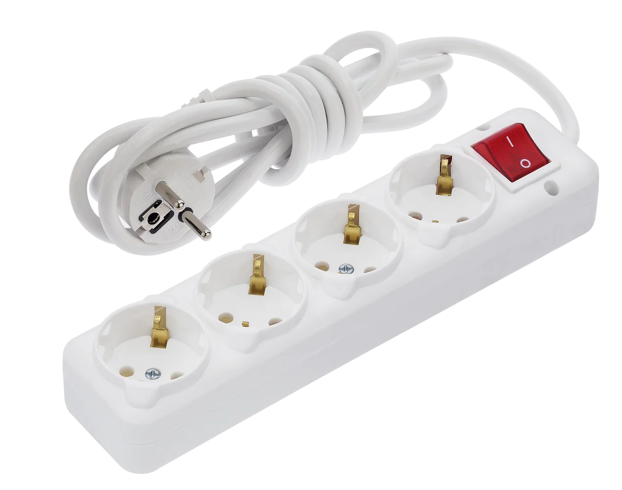 Удлинитель 4 гнезда с заземлением и кнопкой 3 м (3х1,0)