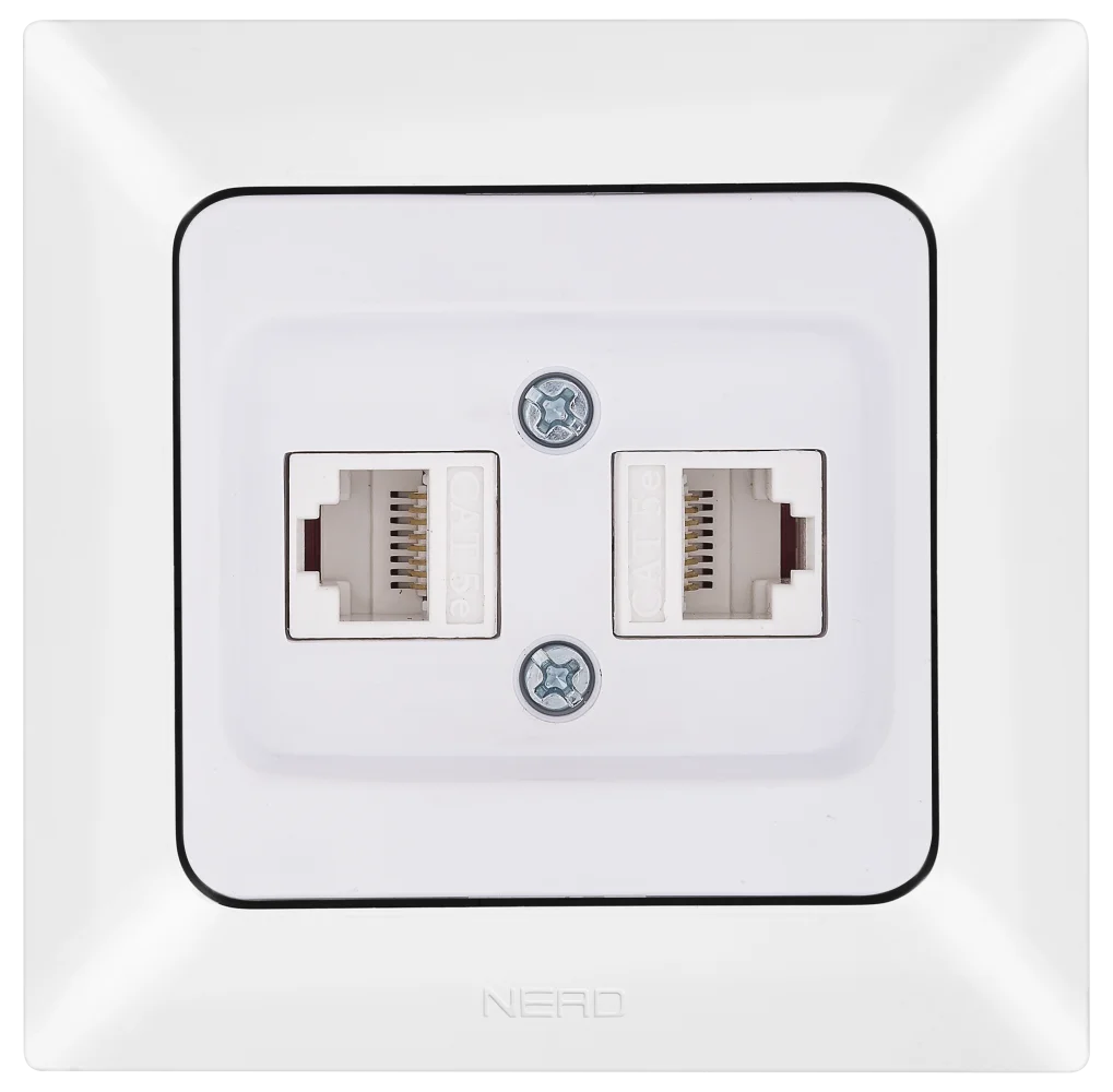 Розетка подвійна комп'ютерна (CAT5E+CAT5E) ARAS Білий, NE-AD