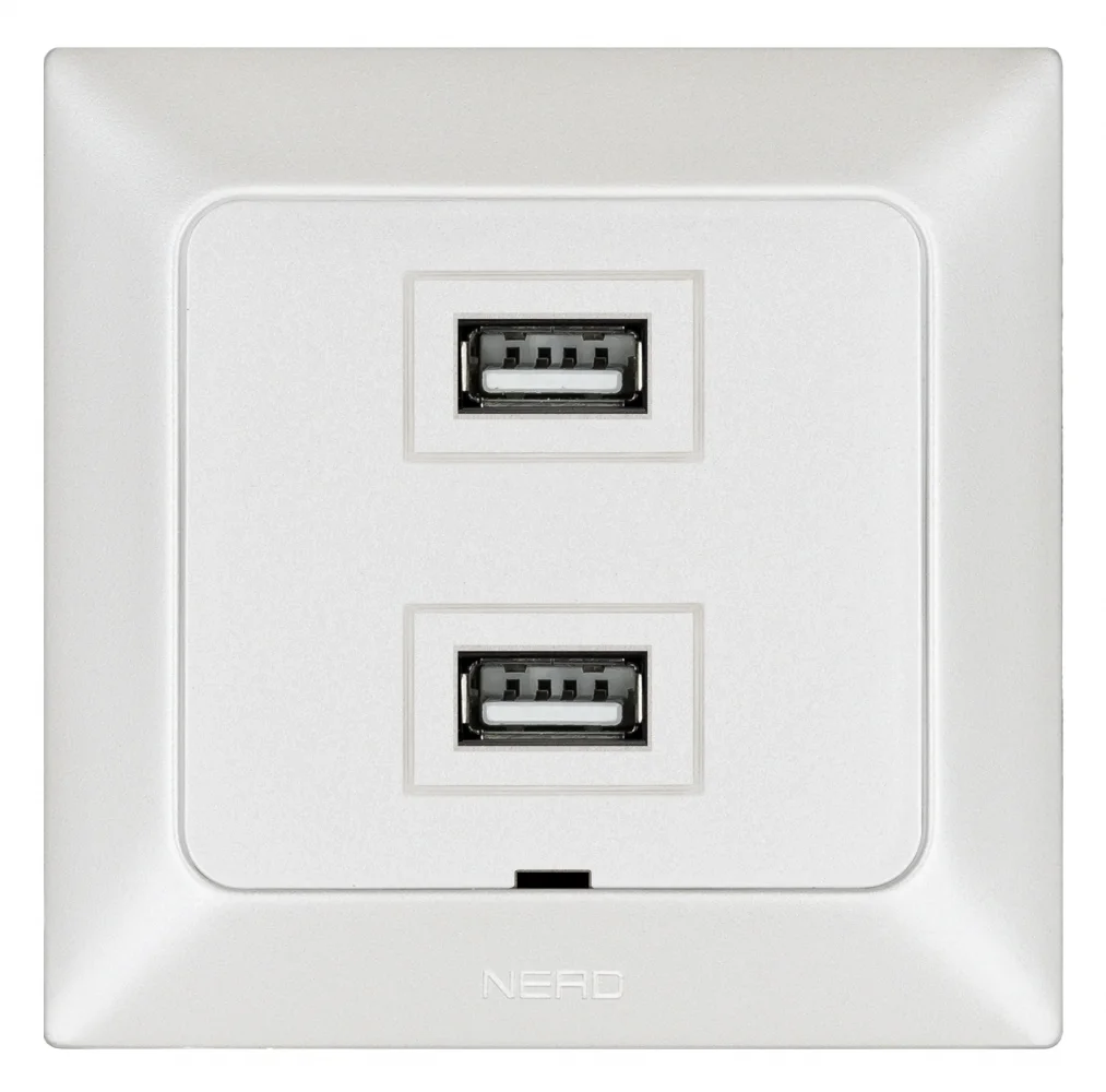 Розетка двойная USB (TYPE-A + TYPE-A) ARAS Белый, NE-AD