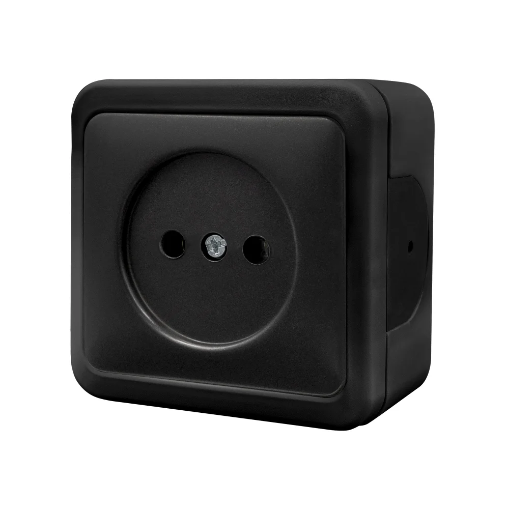 Розетка внешняя без заземления MULTIMA Черный IP22, NE-AD