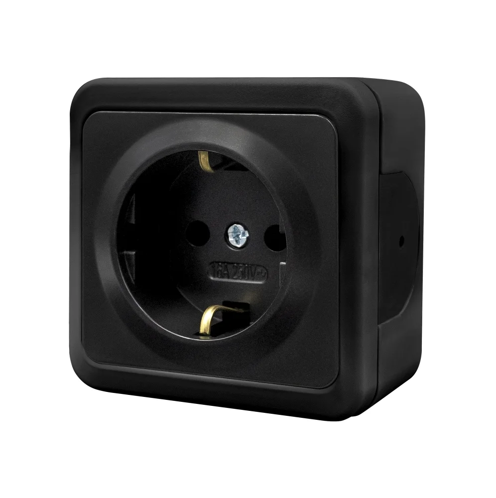 Розетка внешняя с заземлением MULTIMA Черный IP22, NE-AD