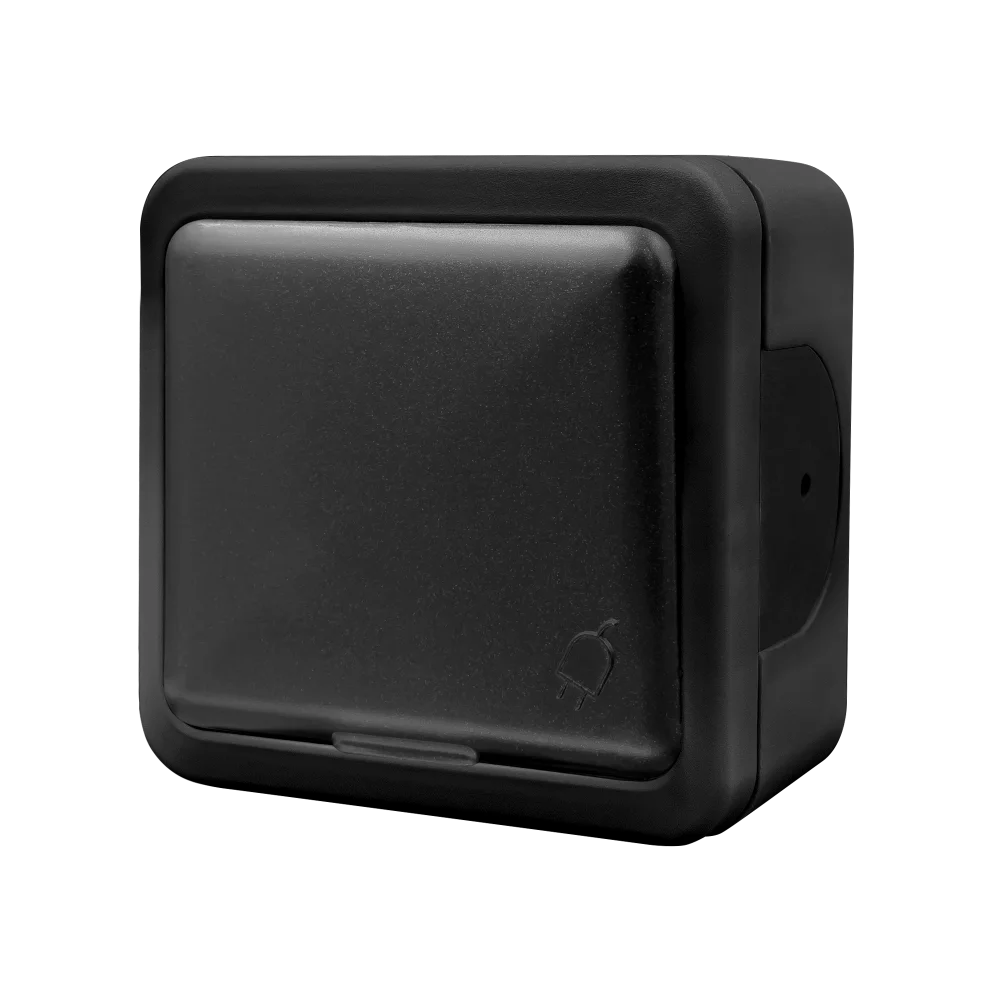 Розетка внешняя с заземлением и крышкой MULTIMA Черный IP22, NE-AD