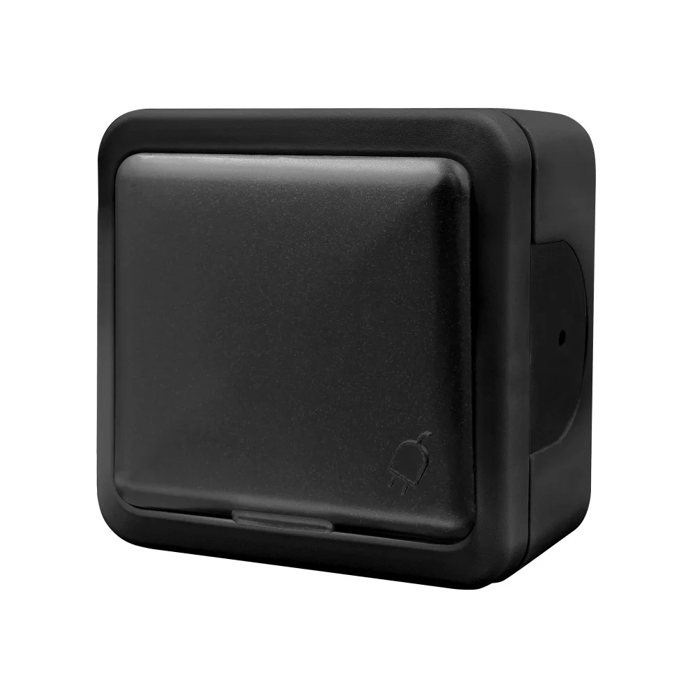Розетка внешняя с заземлением и крышкой MULTIMA Черный IP44, NE-AD