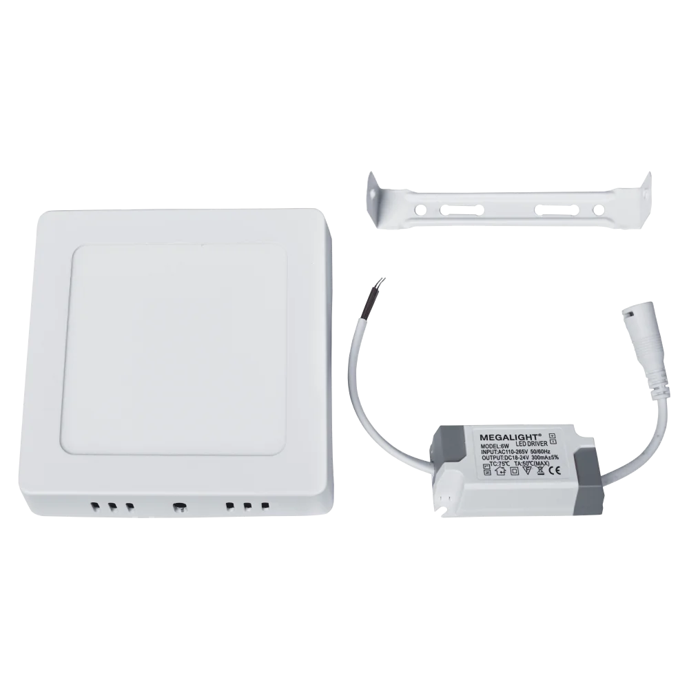 Светодиодный накладной квадратный LED-светильник 6Вт 6500К MEGALIGHT SQUARE-O