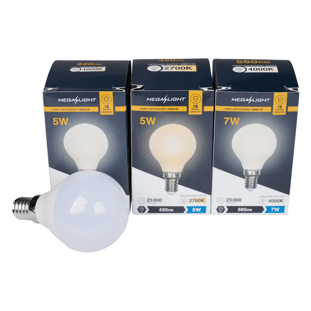 Светодиодная лампа MEGALIGHT G45 7Вт 4000К E14 170–265В