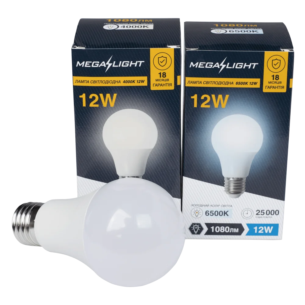 Светодиодная лампа MEGALIGHT A60 12Вт 6500К E27 170–265В