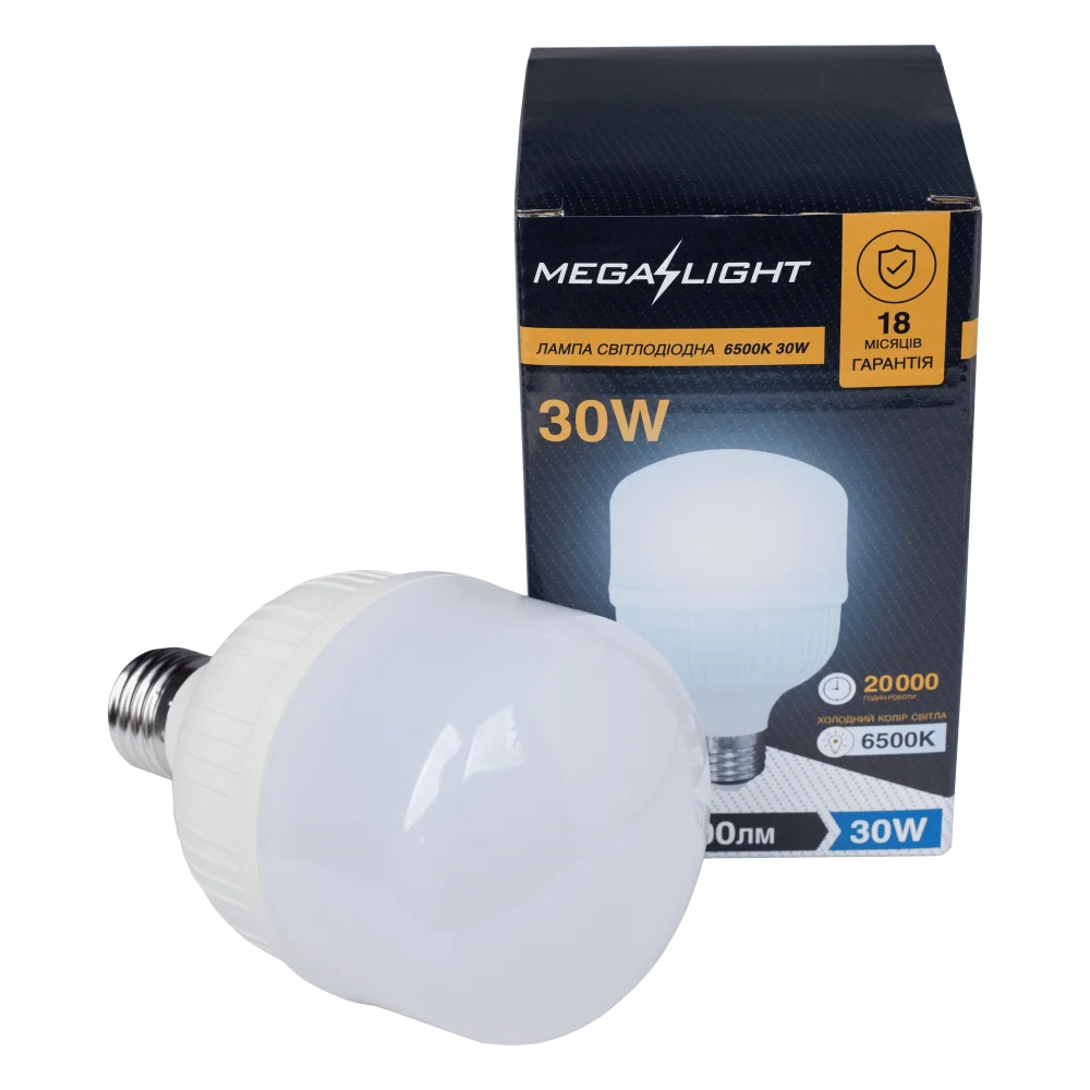 Мощная LED-лампа MEGALIGHT T80 30Вт 6500К E27 165–265В