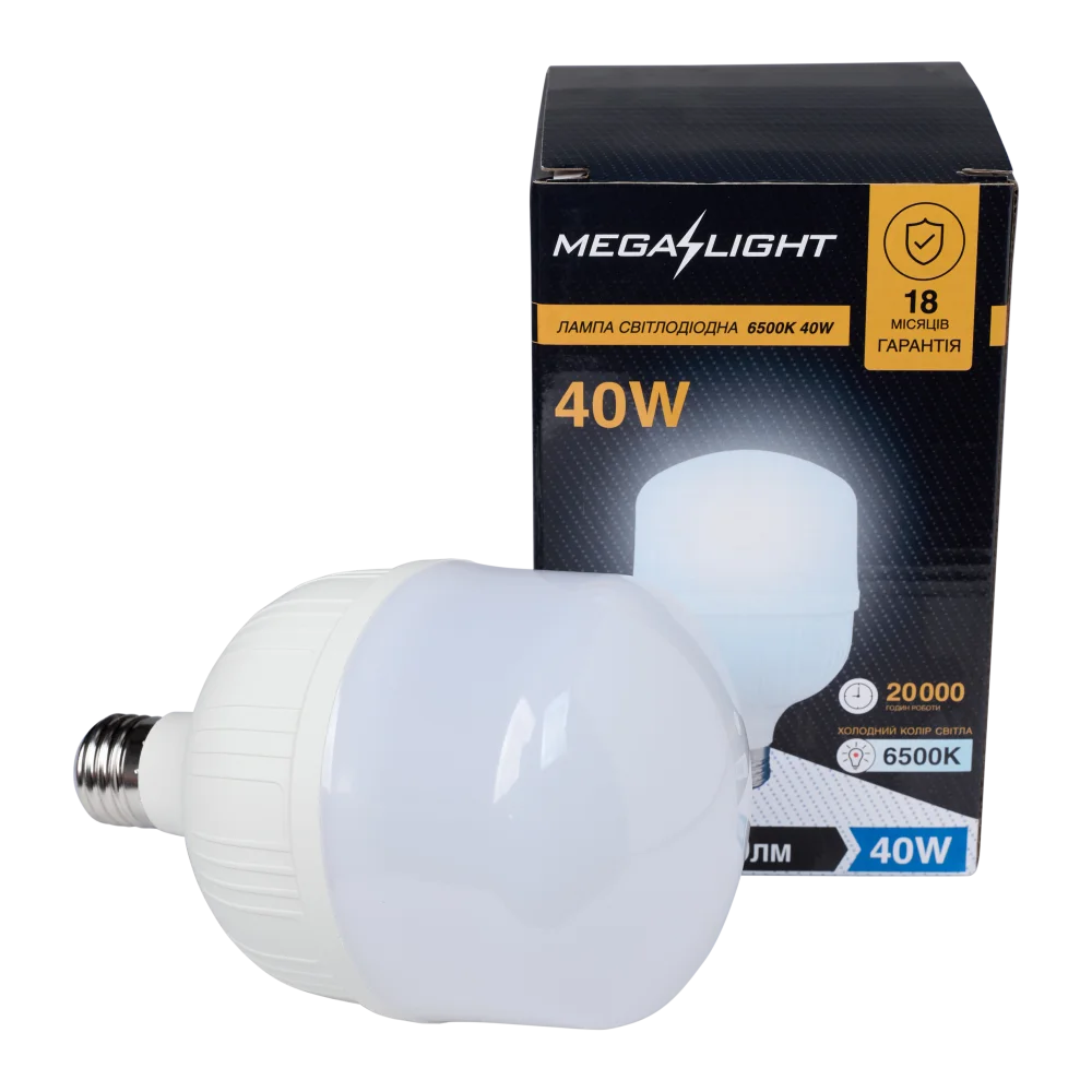 Мощная LED-лампа MEGALIGHT T100 40Вт 6500К E27 165–265В