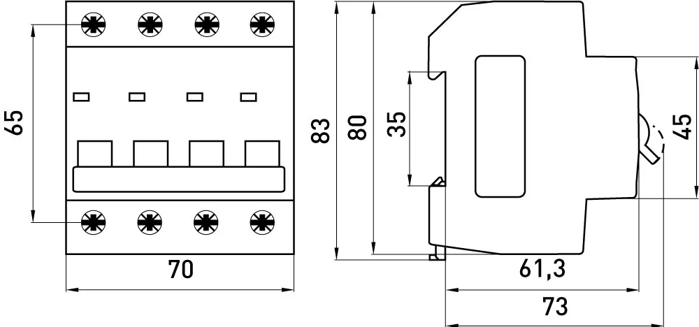 Модульний автоматичний вимикач e.mcb.stand.45.4.В16, 4р, 16А, В, 4,5 кА — фото 1