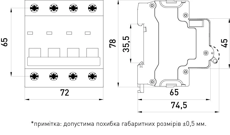 Модульний автоматичний вимикач e.mcb.stand.60.4.C40, 4р, 40А, C, 6кА — фото 6