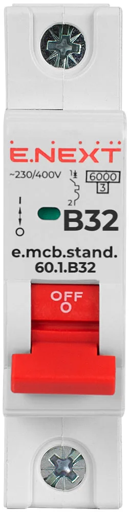 Модульний автоматичний вимикач e.mcb.stand.60.1.B32, 1р, 32А, B, 6кА — фото 1