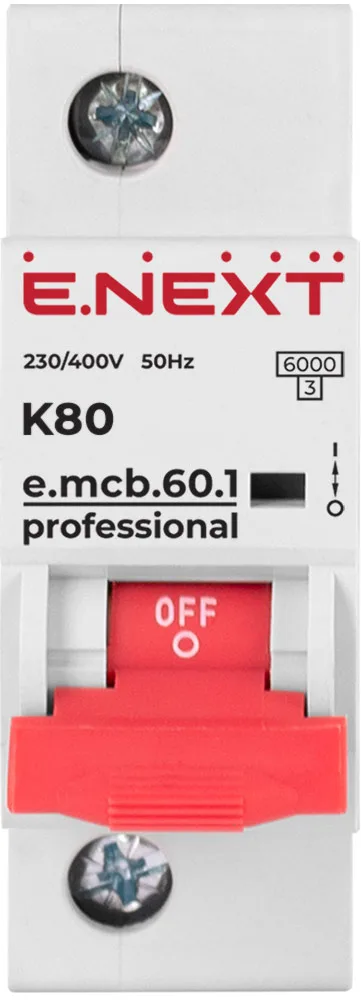 Модульний автоматичний вимикач e.mcb.pro.60.1.K 80 new, 1р, 80А, K, 6кА new — фото 1