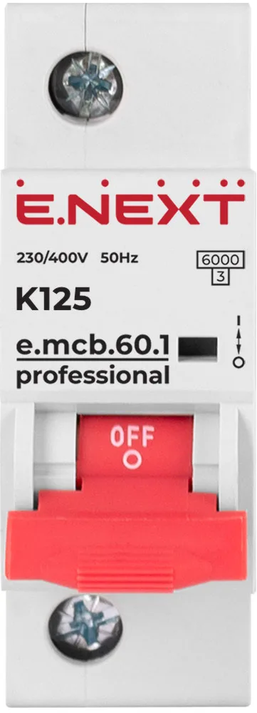Модульний автоматичний вимикач e.mcb.pro.60.1.K 125 new, 1р, 125А, K, 6кА new — фото 1