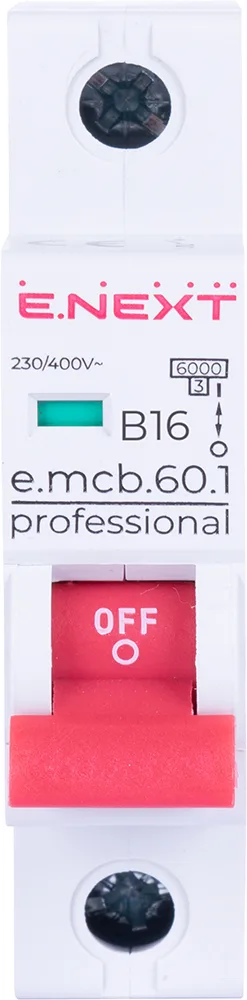 Модульний автоматичний вимикач e.mcb.pro.60.1.B 16 new, 1р, 16А, В, 6кА, new — фото 1