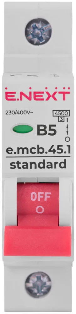 Модульний автоматичний вимикач e.mcb.stand.45.1.B5, 1р, 5А, В, 4,5 кА — фото 1