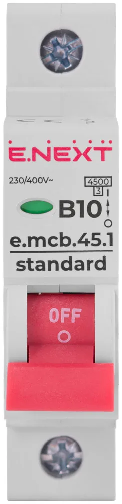 Модульний автоматичний вимикач e.mcb.stand.45.1.B10, 1р, 10А, В, 4,5 кА — фото 1