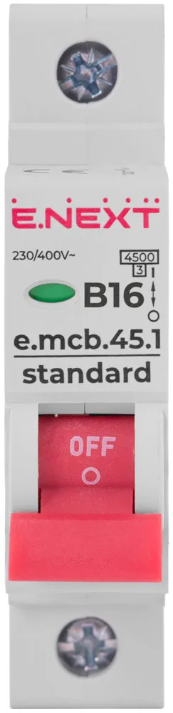 Модульний автоматичний вимикач e.mcb.stand.45.1.B16, 1р, 16А, В, 4,5 кА — фото 1