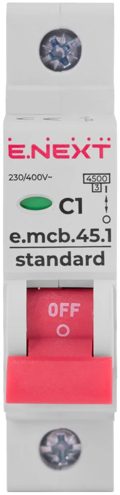 Модульний автоматичний вимикач e.mcb.stand.45.1.C1, 1р, 1А, C, 4,5 кА — фото 1