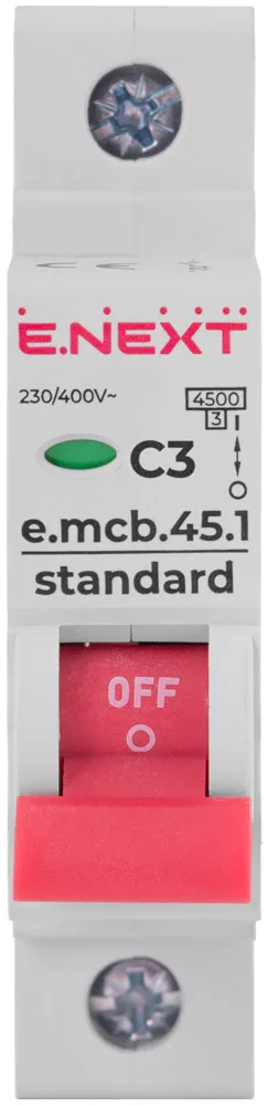 Модульний автоматичний вимикач e.mcb.stand.45.1.C3, 1р, 3А, C, 4,5 кА — фото 1