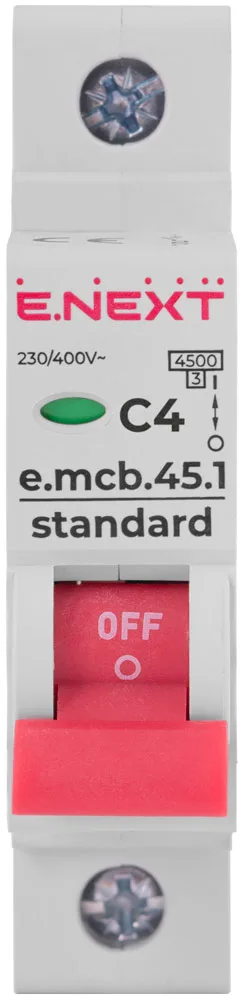 Модульний автоматичний вимикач e.mcb.stand.45.1.C4, 1р, 4А, C, 4,5 кА — фото 1
