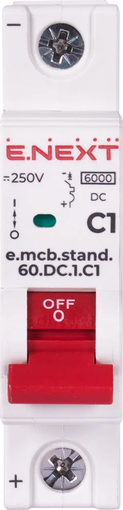 Модульний автоматичний вимикач e.mcb.stand.60.DC.1.C1, 1р, 1А, C, 6кА, DC — фото 1