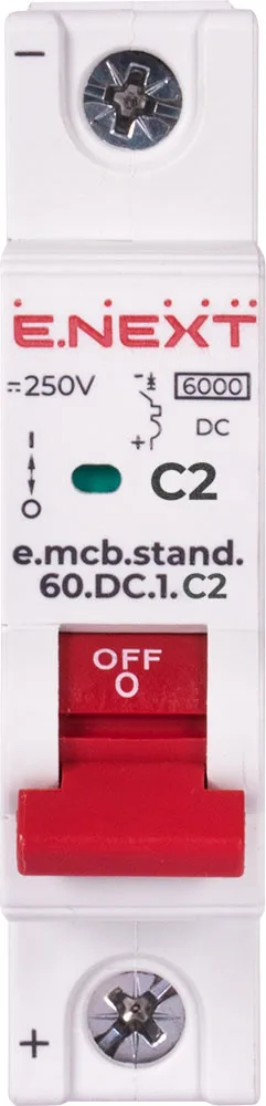 Модульний автоматичний вимикач e.mcb.stand.60.DC.1.C2, 1р, 2А, C, 6кА, DC — фото 1