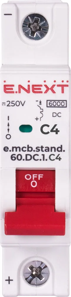 Модульний автоматичний вимикач e.mcb.stand.60.DC.1.C4, 1р, 4А, C, 6кА, DC — фото 1