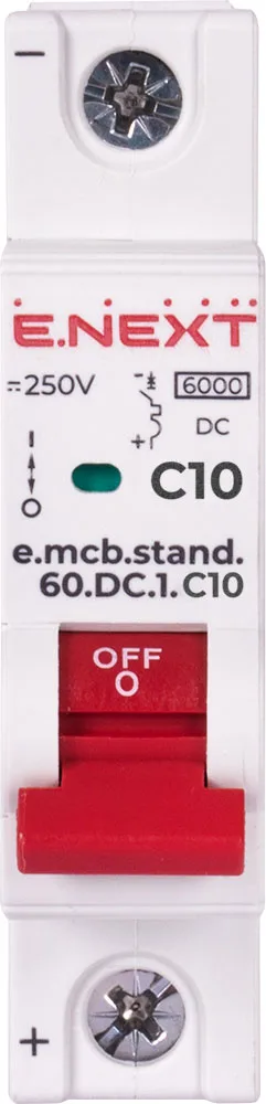 Модульний автоматичний вимикач e.mcb.stand.60.DC.1.C10, 1р, 10А, C, 6кА, DC — фото 1